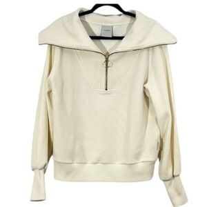 Varley Vine Half Zip Pullover Sweatshirt Top Ivory XS